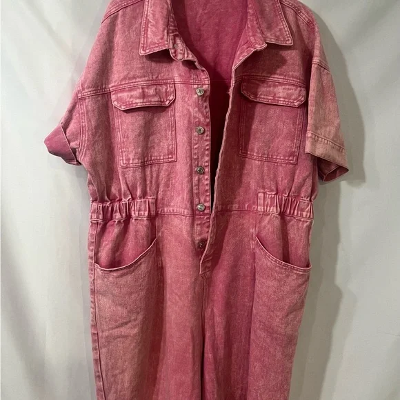 Pink Denim Jumpsuit - Picture 3 of 11